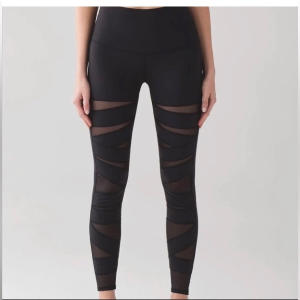 Lululemon Wunder Under Pant Hi-Rise Tech Mesh Black sz 2